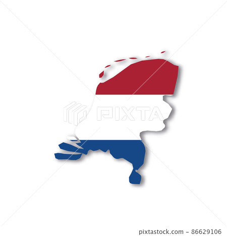 Netherlands, Holland national flag in a shape of country map Netherlands, Holland national flag in a shape of country map 86629106