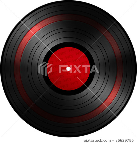 Hit song. Isolated long play disk with hit label. Hit song. Isolated long play disk with hit label. 86629796
