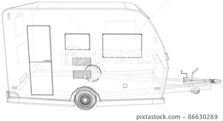 Camper Trailer. Van Caravan Vector illustration isolated on white background Camper Trailer. Van Caravan Vector illustration isolated on white background 86630269