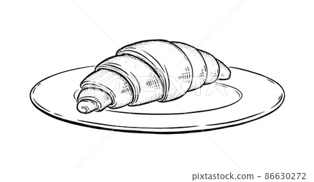 Vector illustration of Croissant on plate Vector illustration of Croissant on plate 86630272