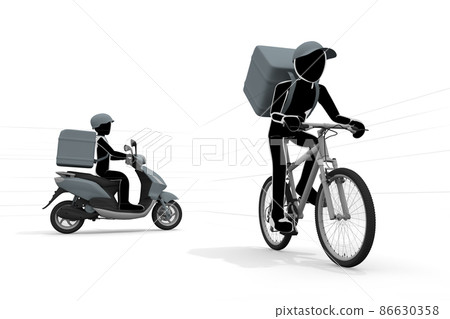 Delivered by bicycle. Deliver food by motorcycle. A person who works as a courier. Delivery part-time job. Delivered by bicycle. Deliver food by motorcycle. A person who works as a courier. Delivery part-time job. 86630358