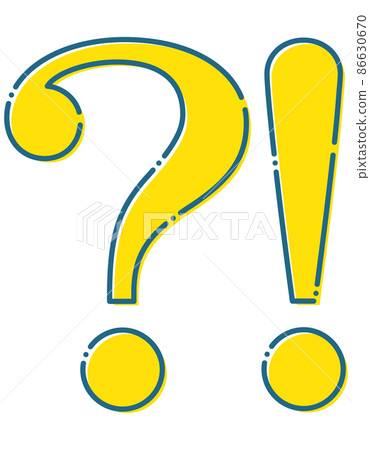 Question mark, exclamation mark, symbol, character, yellow, broken line, blur 86630670