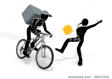 Traffic accident during delivery. A truck and a motorcycle collide. Collide with people on a bicycle. Injured in a traffic accident. Traffic accident during delivery. A truck and a motorcycle collide. Collide with people on a bicycle. Injured in a traffic accident. 86631002
