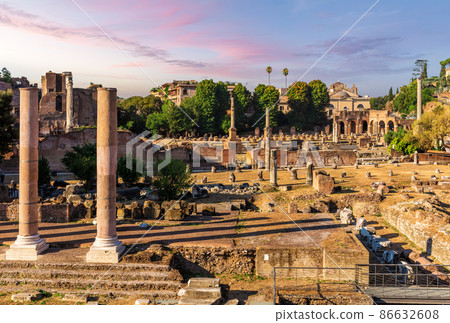 Roman Forum ruins, Temples and Archs, Rome, Italy 86632608