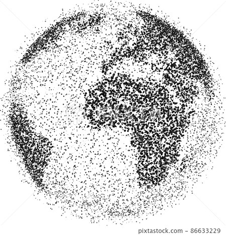 Globe shape, World map created from scattered dots. Vector illustration Globe shape, World map created from scattered dots. Vector illustration 86633229