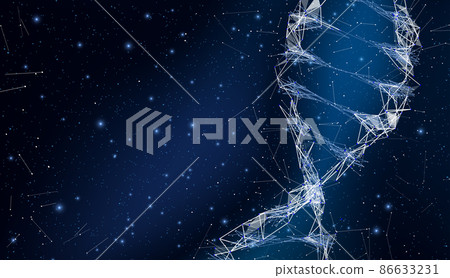 Blue DNA with polygon line on black abstract background. Connection structure. Vector science background. 86633231