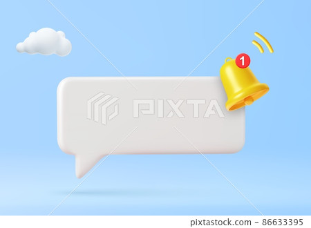 3d speech bubble with a bell 86633395