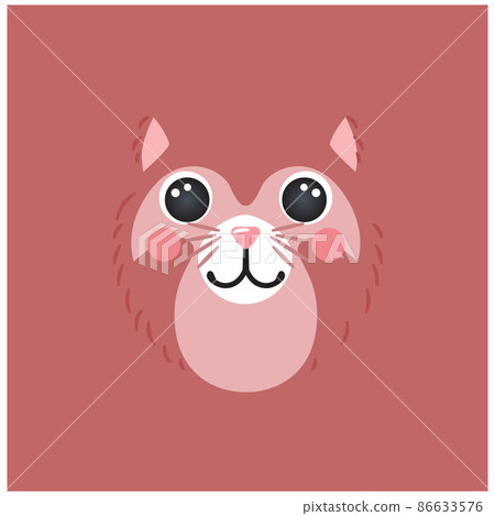 Cute cat pink portrait square smiley head cartoon round mascot shape animal face, isolated vector icon illustration Cute cat pink portrait square smiley head cartoon round mascot shape animal face, isolated vector icon illustration 86633576