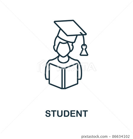 Student icon. Line element from school education collection. Linear Student icon sign for web design, infographics and more. Student icon. Line element from school education collection. Linear Student icon sign for web design, infographics and more. 86634102