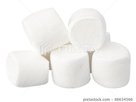 Heap of delicious marshmallows isolated on white background 86634566
