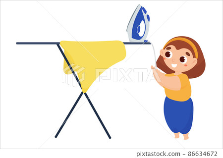Children in dangerous situations, a child taking a hot iron 86634672