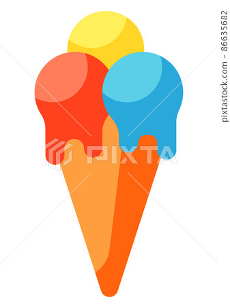 Illustration of ice cream cone. Summer image for holiday or vacation. 86635682