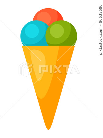 Illustration of ice cream cone. Summer image for holiday or vacation. Illustration of ice cream cone. Summer image for holiday or vacation. 86635686