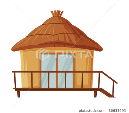 Hut or Cabin with Straw Roof as Bali Traditional Cultural Attribute Vector Illustration Hut or Cabin with Straw Roof as Bali Traditional Cultural Attribute Vector Illustration 86635693