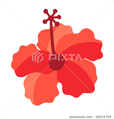 Illustration of hibiscus flower. Summer image for holiday or vacation. 86635704