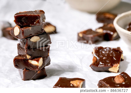 Homemade sweet gifts toffee chocolate candy with nuts 86636727