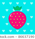 Vector illustration of a sweet strawberry. Sweet, juicy, red, summer berry dessert. It is suitable for use for postcards, gifts, websites, social media, cafe menu, restaurant, bar, shops. 86637190