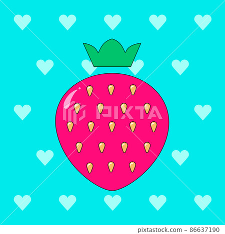 Vector illustration of a sweet strawberry. Sweet, juicy, red, summer berry dessert. It is suitable for use for postcards, gifts, websites, social media, cafe menu, restaurant, bar, shops. Vector illustration of a sweet strawberry. Sweet, juicy, red, summer berry dessert. It is suitable for use for postcards, gifts, websites, social media, cafe menu, restaurant, bar, shops. 86637190