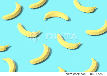 Bright blue bananas pattern background. 3D illustration. 86637260