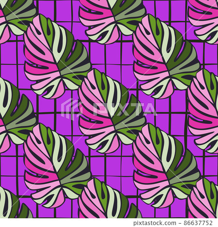 Creative bright tropical leaves seamless pattern. Monstera leaf background. 86637752