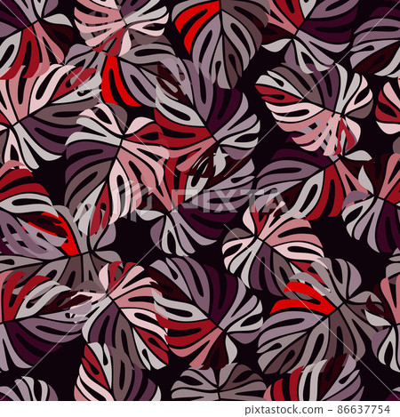 Tropical leaves seamless pattern. Monstera leaf background. 86637754