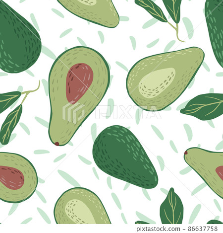Creative avocado seamless pattern on white... - Stock Illustration ...