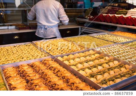 Turkish Baklava pastry dessert for sale in Istanbul Turkey 86637859
