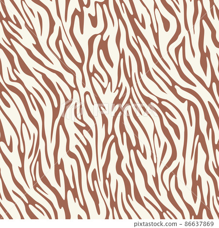 Vector zebra skin seamless pattern. Animal fur stripes texture ornament. Curved wavy lines Stylish fashion illustration for design of fabric and textile. Vector zebra skin seamless pattern. Animal fur stripes texture ornament. Curved wavy lines Stylish fashion illustration for design of fabric and textile. 86637869