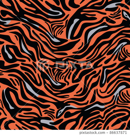 Geometric seamless pattern made of curved wavy lines. Artistic zebra stripes background. Rippled water texture ornament. Geometric seamless pattern made of curved wavy lines. Artistic zebra stripes background. Rippled water texture ornament. 86637871