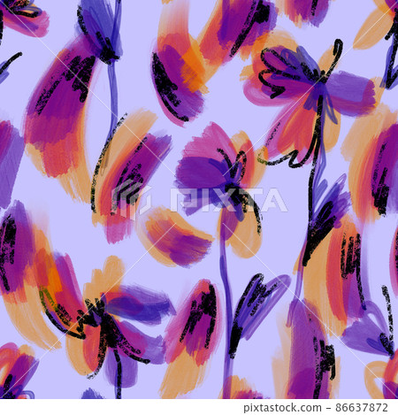 Watercolor abstract flowers. Floral sketch brush strokes seamless pattern. Outline drawing. Blurred botanical ornament. Fashionable design for fabric and textile. Paint texture. Watercolor abstract flowers. Floral sketch brush strokes seamless pattern. Outline drawing. Blurred botanical ornament. Fashionable design for fabric and textile. Paint texture. 86637872
