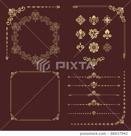 Vintage Set of Horizontal, Square and Round Elements Vintage Set of Horizontal, Square and Round Elements 86637942