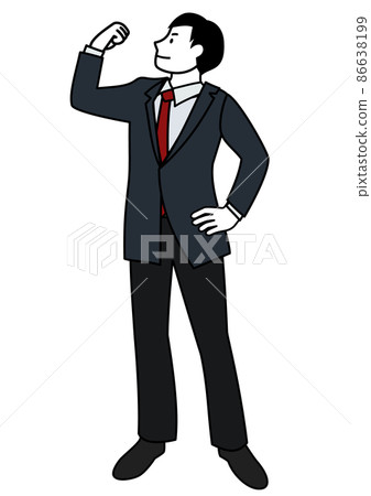 插圖素材:商務人士以自信的表情做膽量姿勢 插圖素材:商務人士以自信的表情做膽量姿勢 86638199