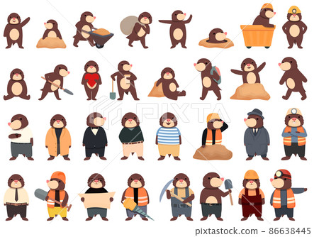 Mole icons set cartoon vector. Animal character 86638445