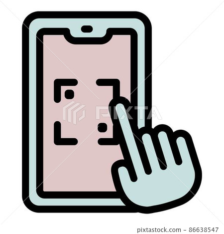 Touch phone scanner icon outline vector. Payment screen Touch phone scanner icon outline vector. Payment screen 86638547