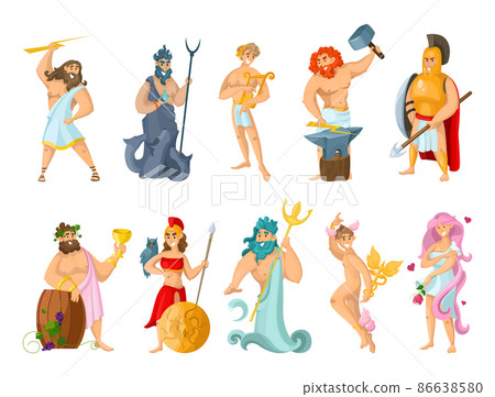 Collection of illustrations with Greek gods. Mythological characters. 86638580