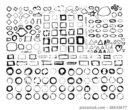 Big collection of grunge and texture frames. Round, square, triangular shapes, drawn by hand. Big collection of grunge and texture frames. Round, square, triangular shapes, drawn by hand. 86638677