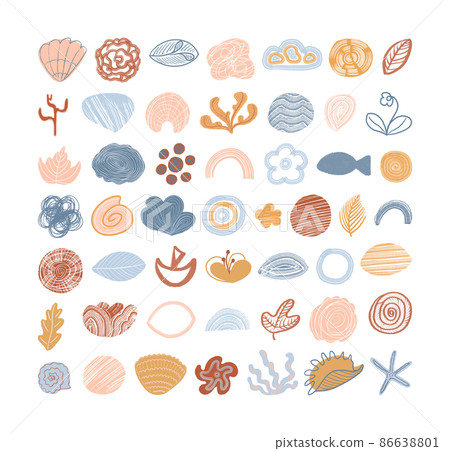 Collection of natural shapes of pastel colors.... - Stock Illustration  [86638801] - PIXTA