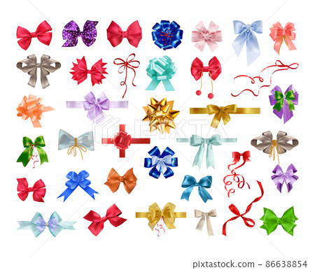 Collection of realistic bows and ribbons. Collection of realistic bows and ribbons. 86638854