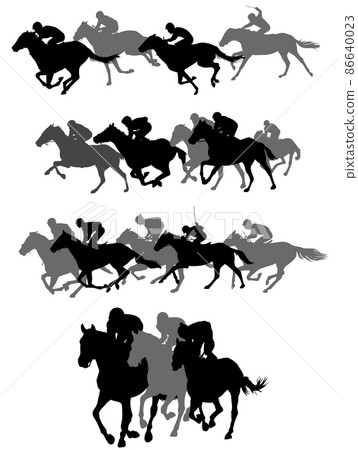 horse race silhouettes - vector artwork horse race silhouettes - vector artwork 86640023