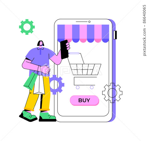 Ecommerce application abstract concept vector illustration. Commercial software, application marketplace, ecommerce platform app, buying online, mobile shopping, in-app payment abstract metaphor. Ecommerce application abstract concept vector illustration. Commercial software, application marketplace, ecommerce platform app, buying online, mobile shopping, in-app payment abstract metaphor. 86640065