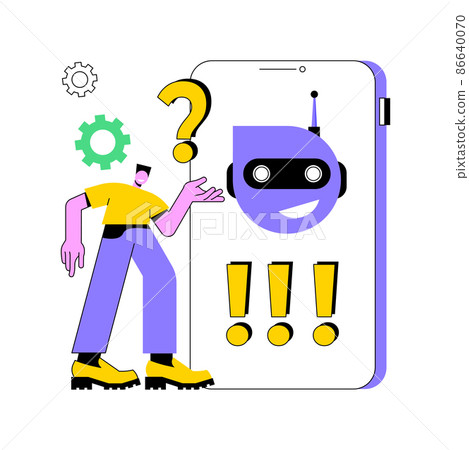 Chatbot customer service abstract concept vector illustration. Customer service bot, AI in retail, e-commerce chatbot, self-service experience, online client support, web chat abstract metaphor. 86640070