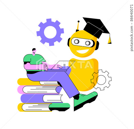 Chatbot self learning abstract concept vector illustration. Chatbot ability, virtual assistants, AI chat software development, machine self learning, advanced bot service abstract metaphor. 86640071