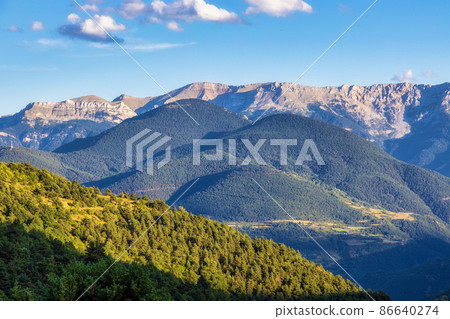 Summer landscape in La Cerdanya, Pyrenees mountain , Catalonia, Spain. Summer landscape in La Cerdanya, Pyrenees mountain , Catalonia, Spain. 86640274