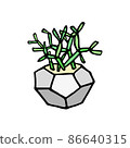 Succulent doodle print. Home plants in modern flowerpot 86640315