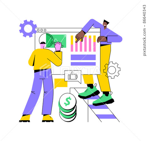 Analytics and data science abstract concept vector illustration. Big data, machine learning control, computer science, predictive analytics, perform statistics, dashboard software abstract metaphor. 86640343
