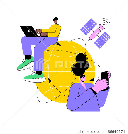 Global web connection abstract concept vector illustration. Global network communication, satellite navigation system, internet access, remote server, web browser, IT technology abstract metaphor. 86640374