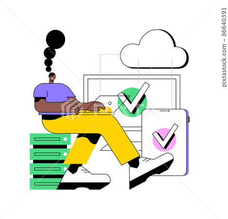 SaaS technology abstract concept vector illustration. Software as a service, cloud computing, application service, customer access, software licensing, subscription, pricing abstract metaphor. SaaS technology abstract concept vector illustration. Software as a service, cloud computing, application service, customer access, software licensing, subscription, pricing abstract metaphor. 86640391
