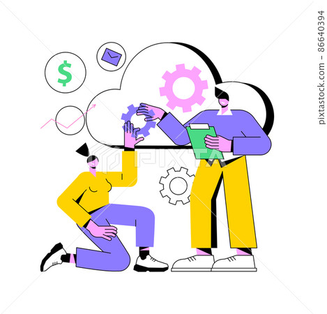 Cloud management abstract concept vector illustration. Cloud computing strategy, distributed system management, data storage service, operation center, public information abstract metaphor. 86640394