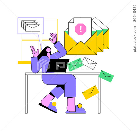 Spam abstract concept vector illustration. Unsolicited electronic messages distribution, malware spreading, junk email, set mail filter, web security threat, digital communication abstract metaphor. Spam abstract concept vector illustration. Unsolicited electronic messages distribution, malware spreading, junk email, set mail filter, web security threat, digital communication abstract metaphor. 86640423