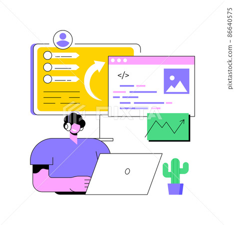 Microsite development abstract concept vector illustration. Microsite web development, small internet site, graphic design service, landing page, software programming team abstract metaphor. 86640575